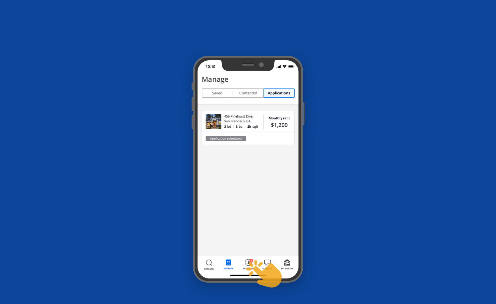 ⨳ She sees a new message from Irene letting her know about allowing for pets and a pet deposit fee.